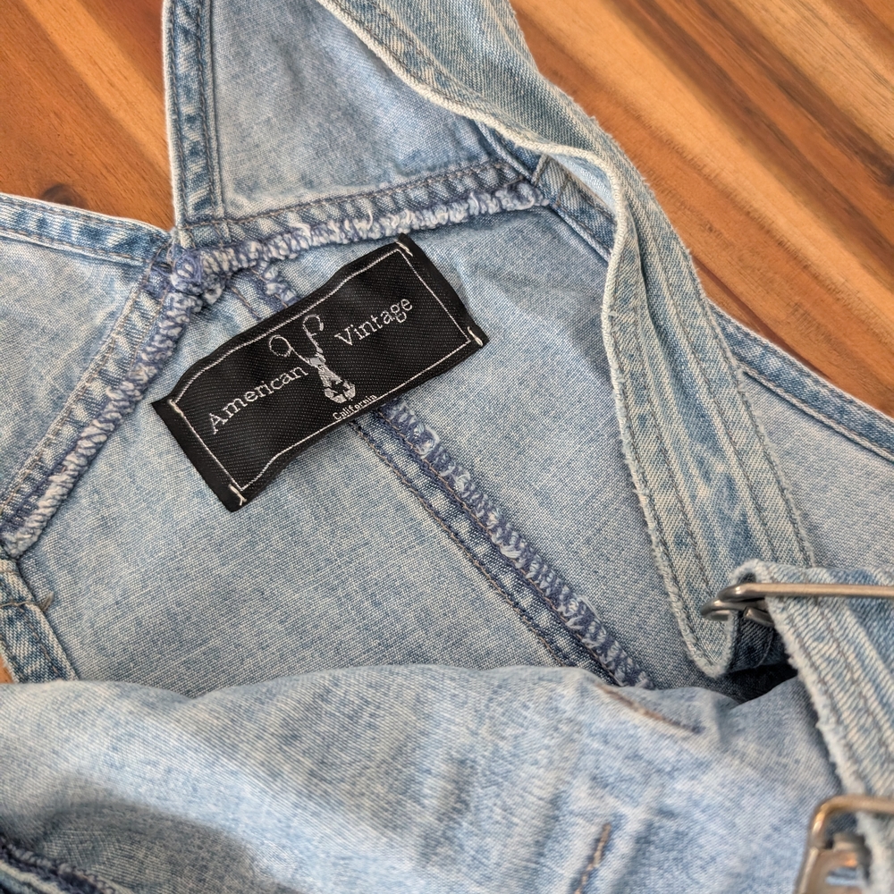 Vintage Denim Overalls with Floral Embroidery - Picture 2 of 8